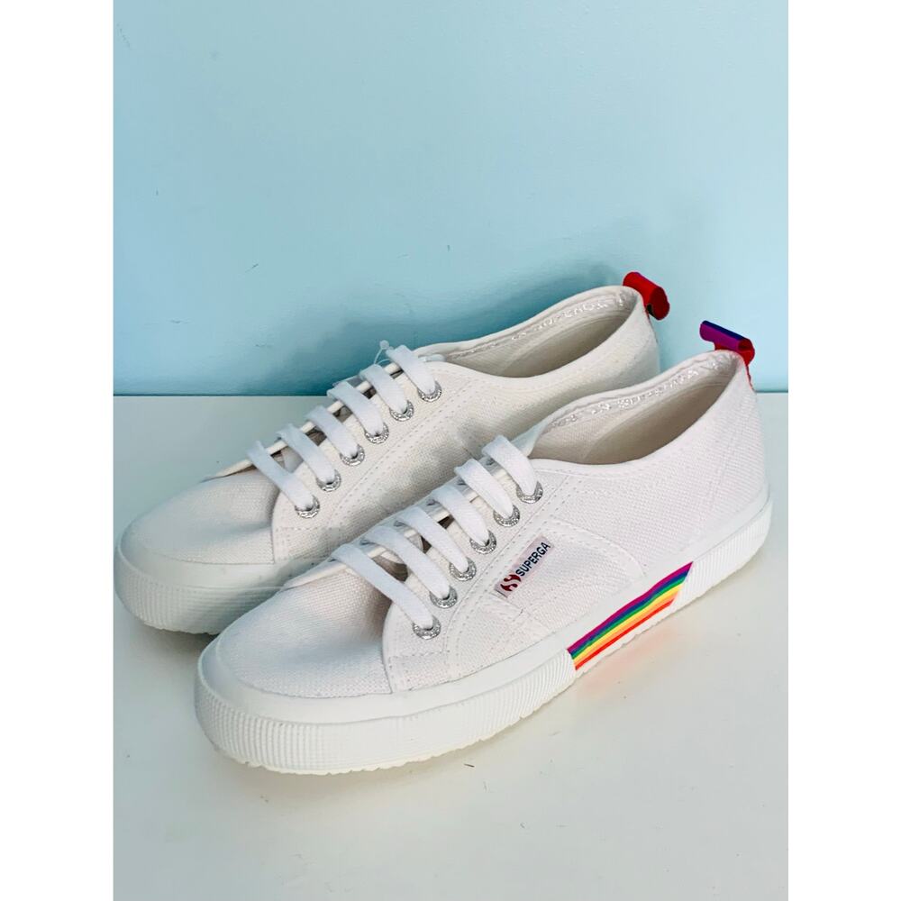 NWT Superga 2750 Pride Backstrap White Sneakers Size 8/39 - Picture 4 of 9
